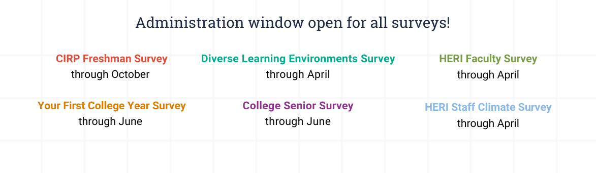 HERI Survey Window open for all surveys HERI Survey Window open for all surveys